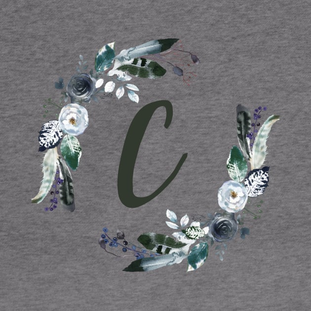 Floral Monogram C Dark Bohemian Flora by floralmonogram